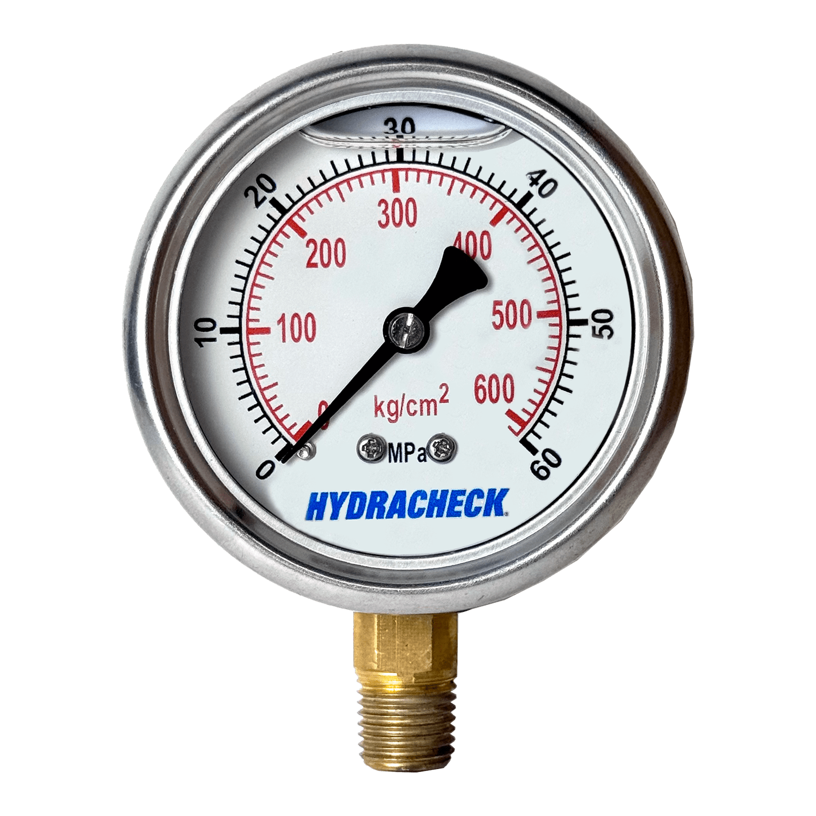 HC-60MPA-WG Pressure gauge that reads 0 to 60 MPa with a 1/4" NPT lower mount connection.